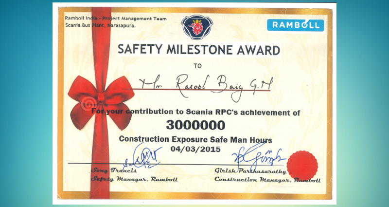 Safety Milestone Award - 2015